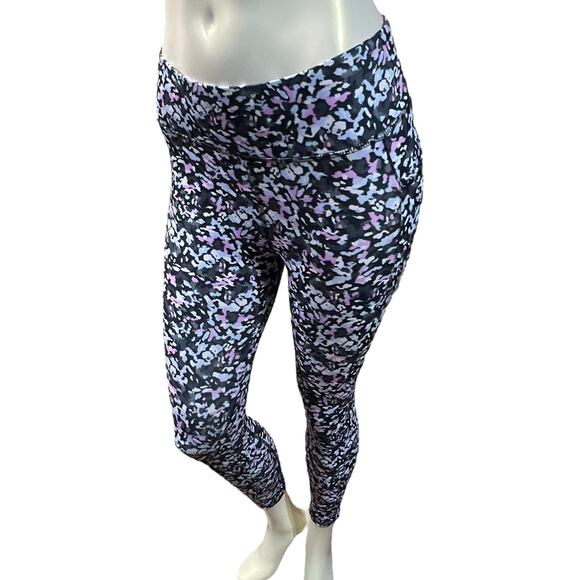 Avia Pink Blue Abstract High Waist Athletic Leggings Recycled Fabric L 10-12 - Picture 14 of 16
